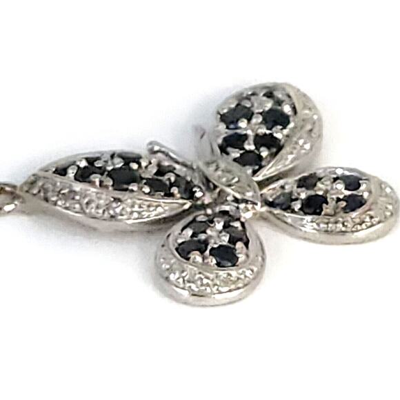 Beautiful 10k White Gold Sapphire And Diamond Pendant - Picture 1 of 9